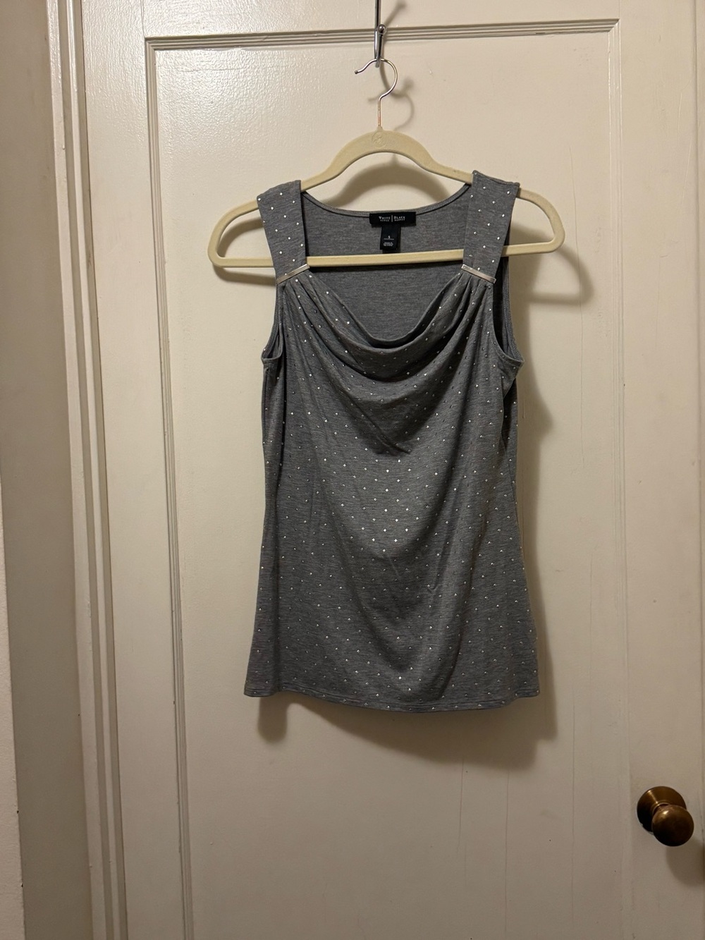 Nine West Gray Cowl Neck Tank with Metallic Dot Accents
